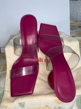 cult gaia fuchsia spherical-heel mules